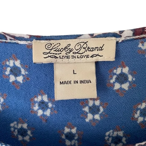 Lucky Brand | Boho Mixed Print 3/4 Sleeve Lightweight Shirt Size L - Picture 5 of 8